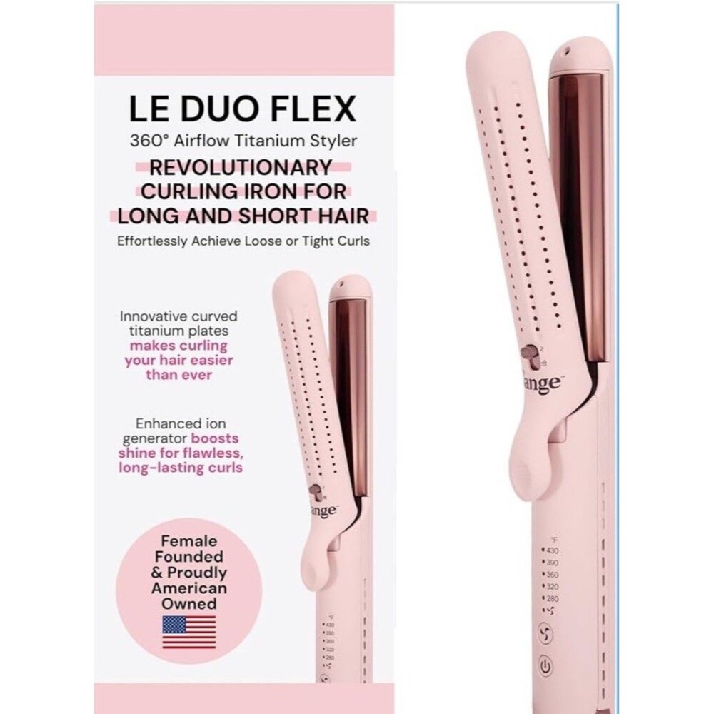 L'ange Le Duo 360 Airflow Styler Curl Straighten Wave - Blush Pink